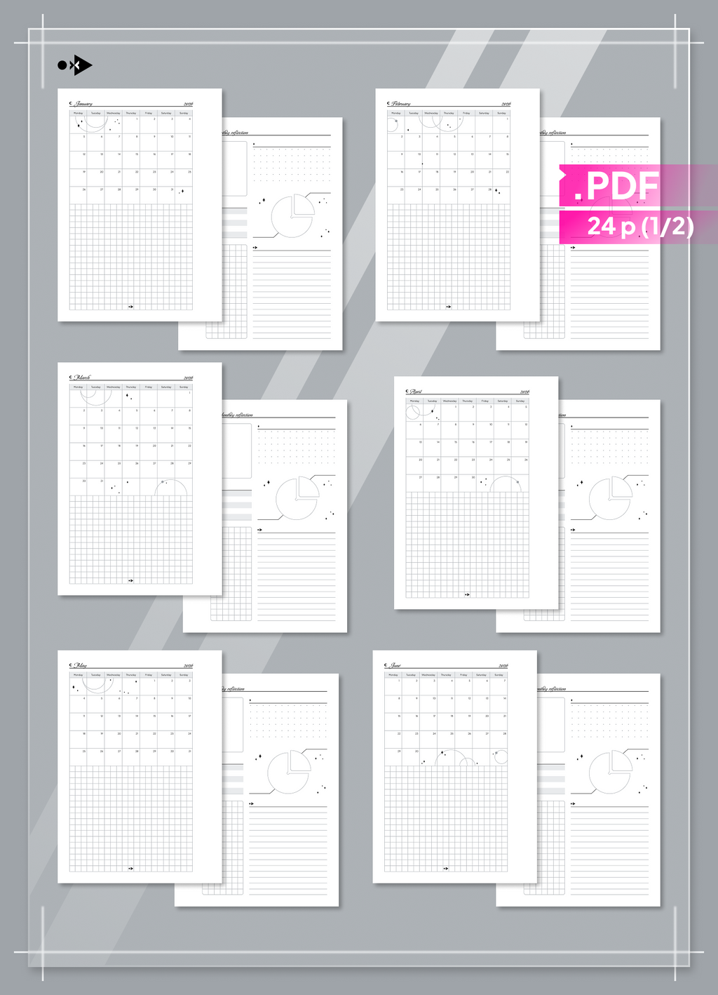 2026 Celestial Monthly Calendar and Monthly Reflection set