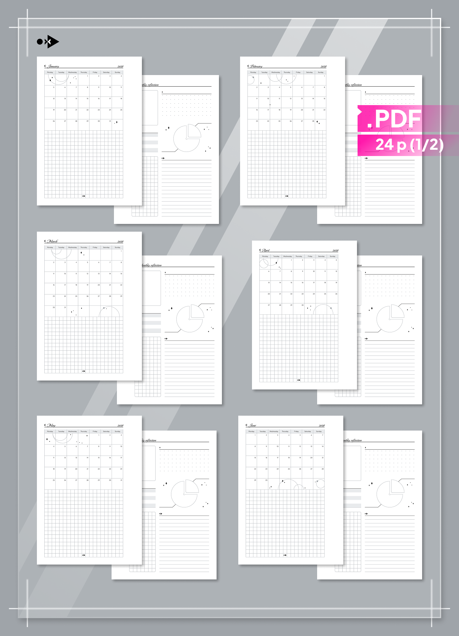 2026 Celestial Monthly Calendar and Monthly Reflection set
