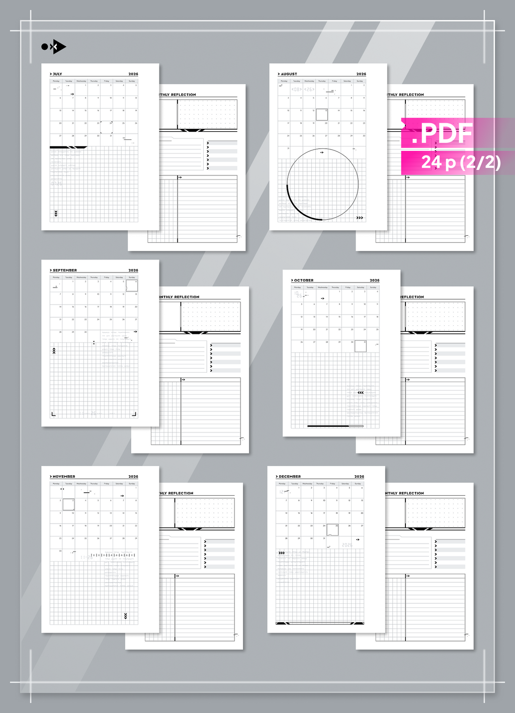 2026 Cyber Monthly Calendar and Monthly Reflection set