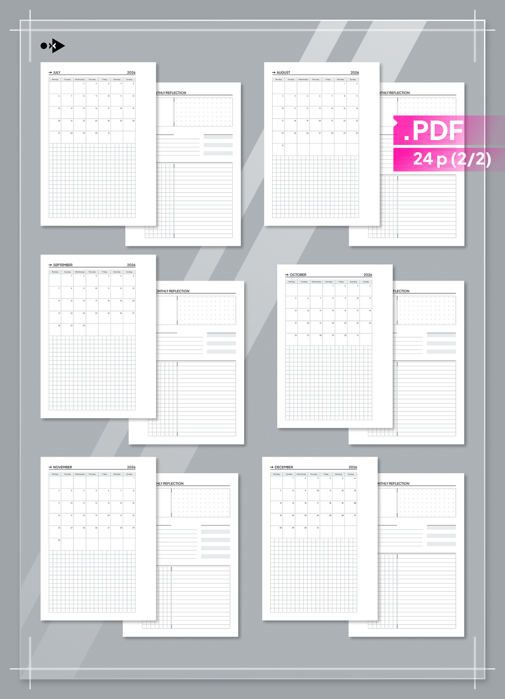 2026 Monthly Calendar and Monthly Reflection set