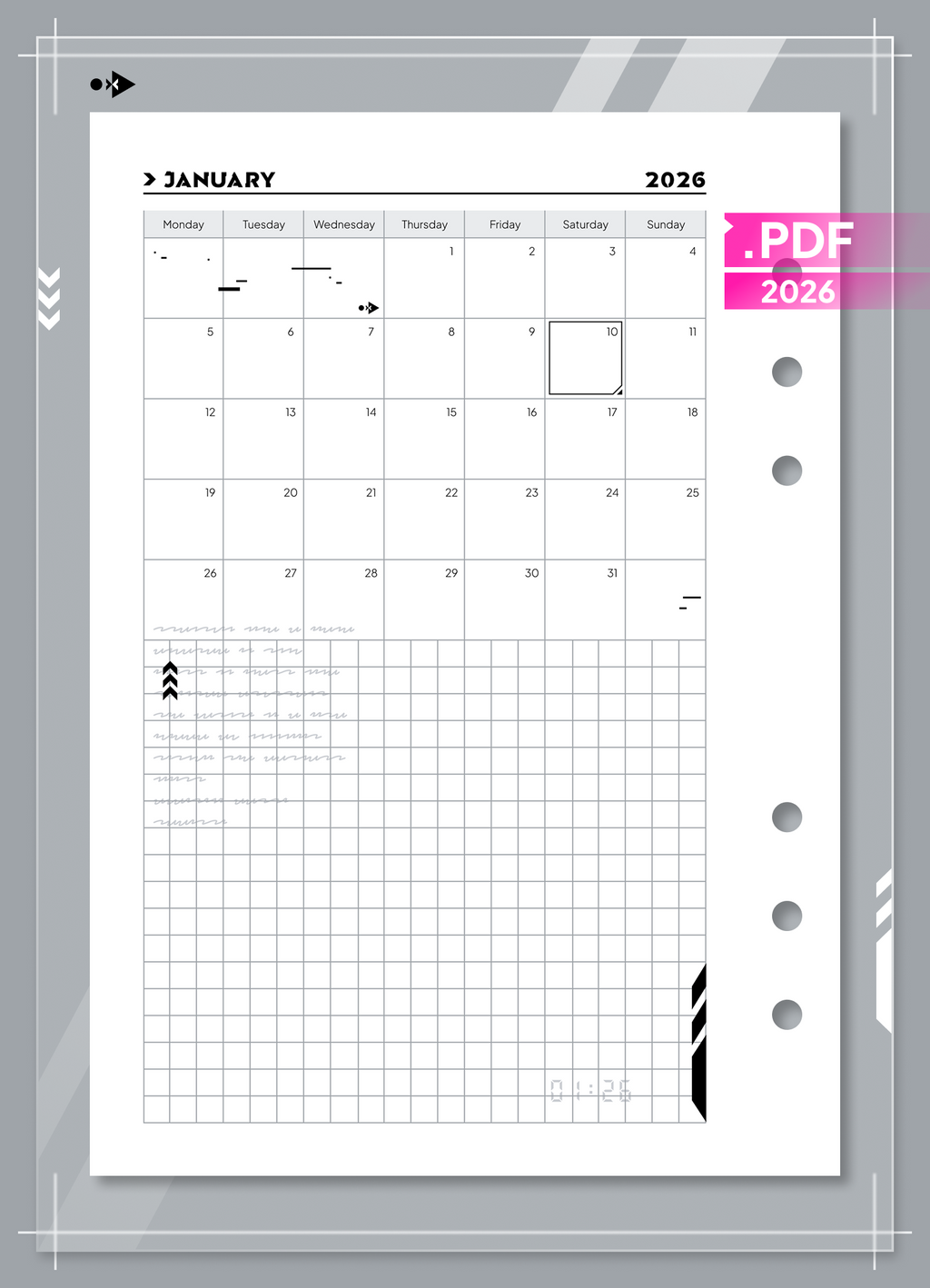 2026 Cyber Monthly Calendar and Monthly Reflection set