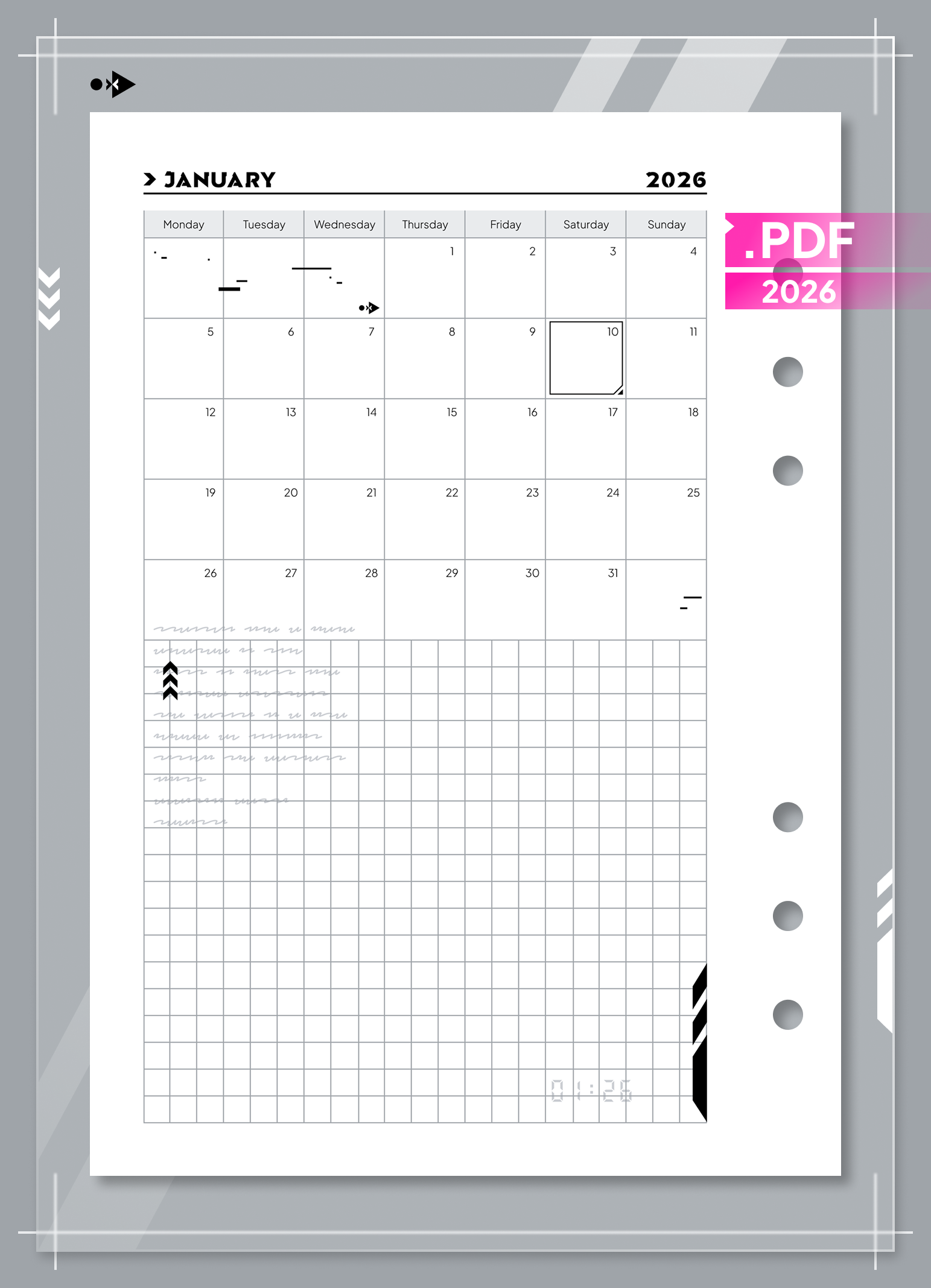 2026 Cyber Monthly Calendar and Monthly Reflection set
