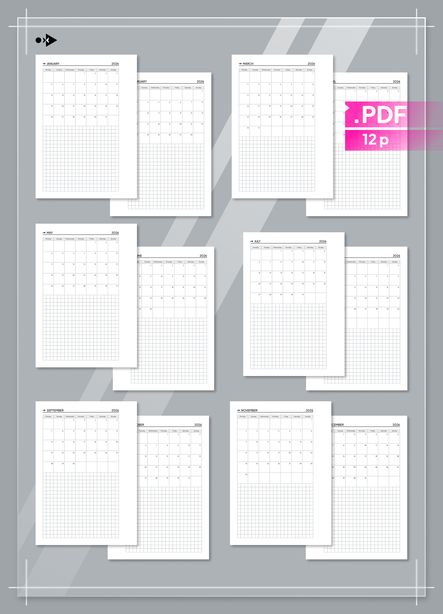 2026 Monthly Calendar, Month on One Page