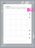 2026 Monthly Calendar, Month on Two Pages
