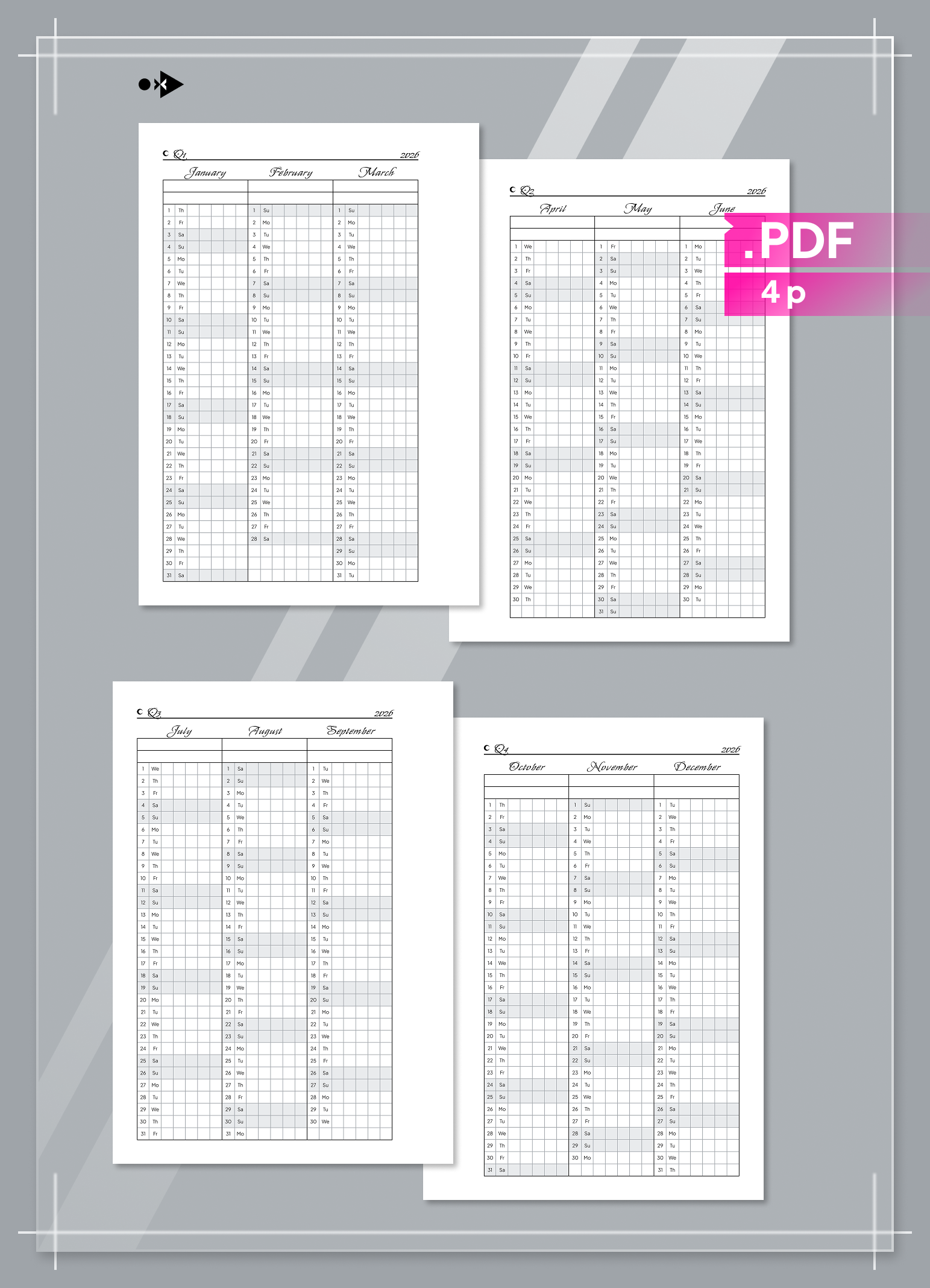 2026 Celestial Perpetual Calendar