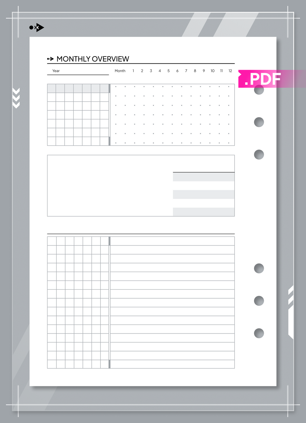 Undated Monthly Overview and Monthly Reflection set