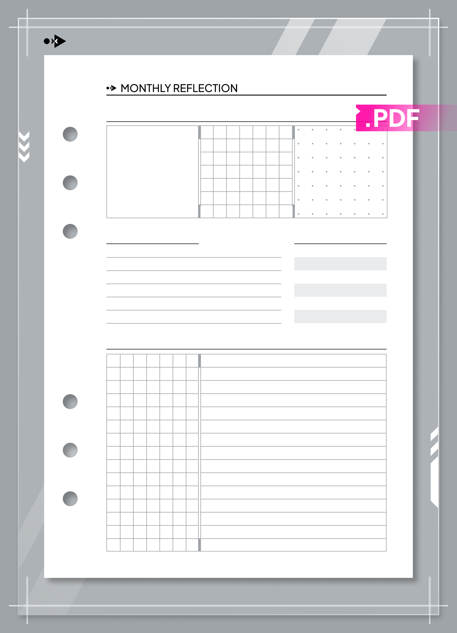 Undated Monthly Overview and Monthly Reflection set