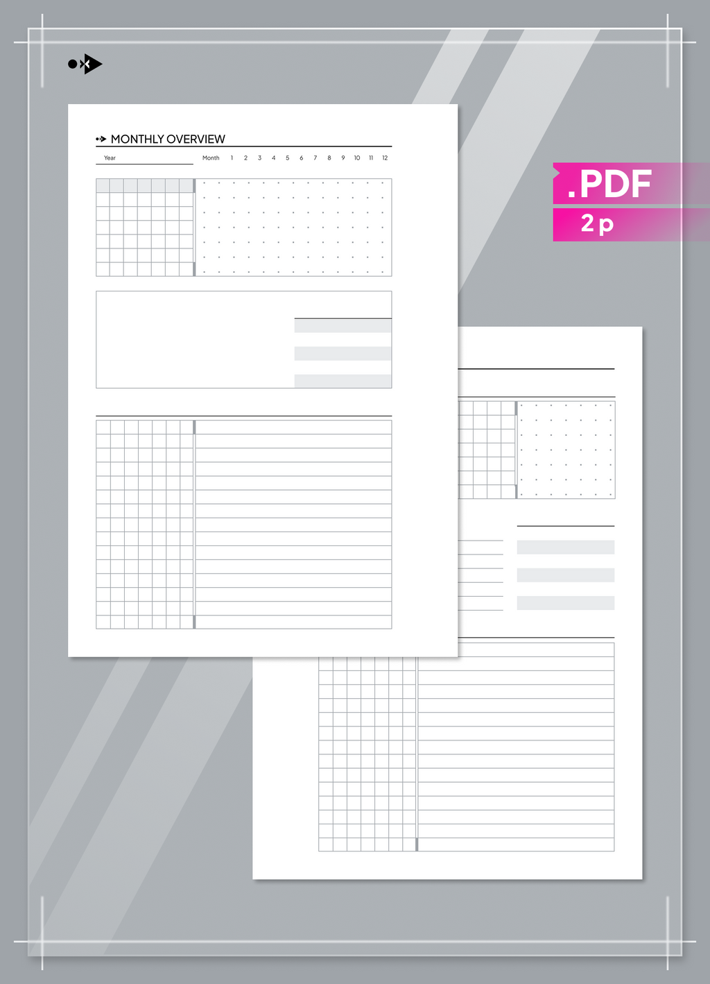 Undated Monthly Overview and Monthly Reflection set