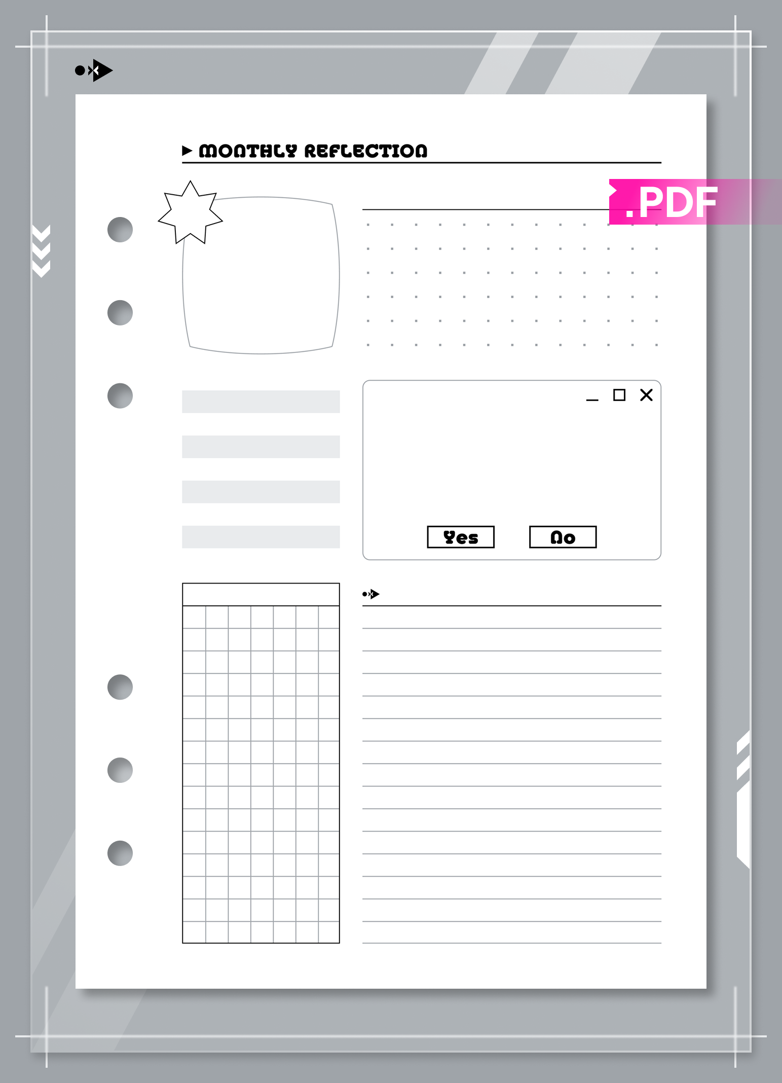 2026 Y2K Monthly Calendar and Monthly Reflection set